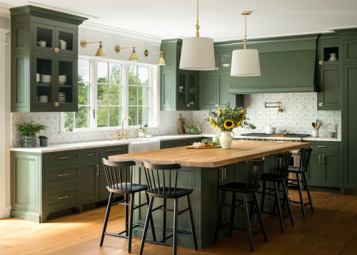 task lighting in a green kitchen