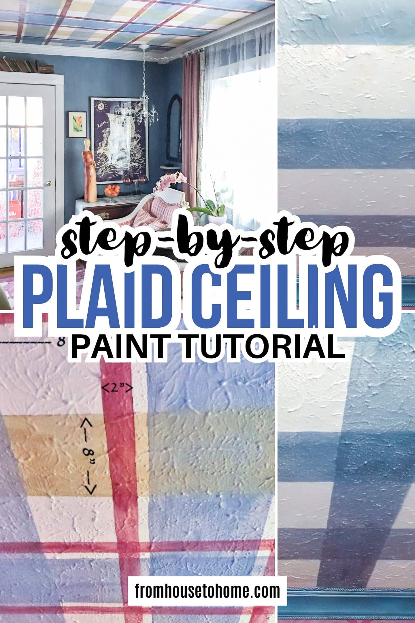 Step-by-step plaid ceiling paint tutorial
