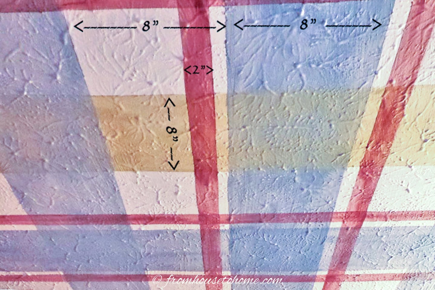 The stripe measurements for a plaid ceiling pattern