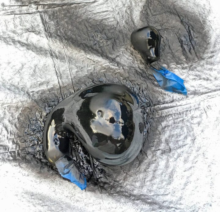 Pumpkins with one side spray painted black