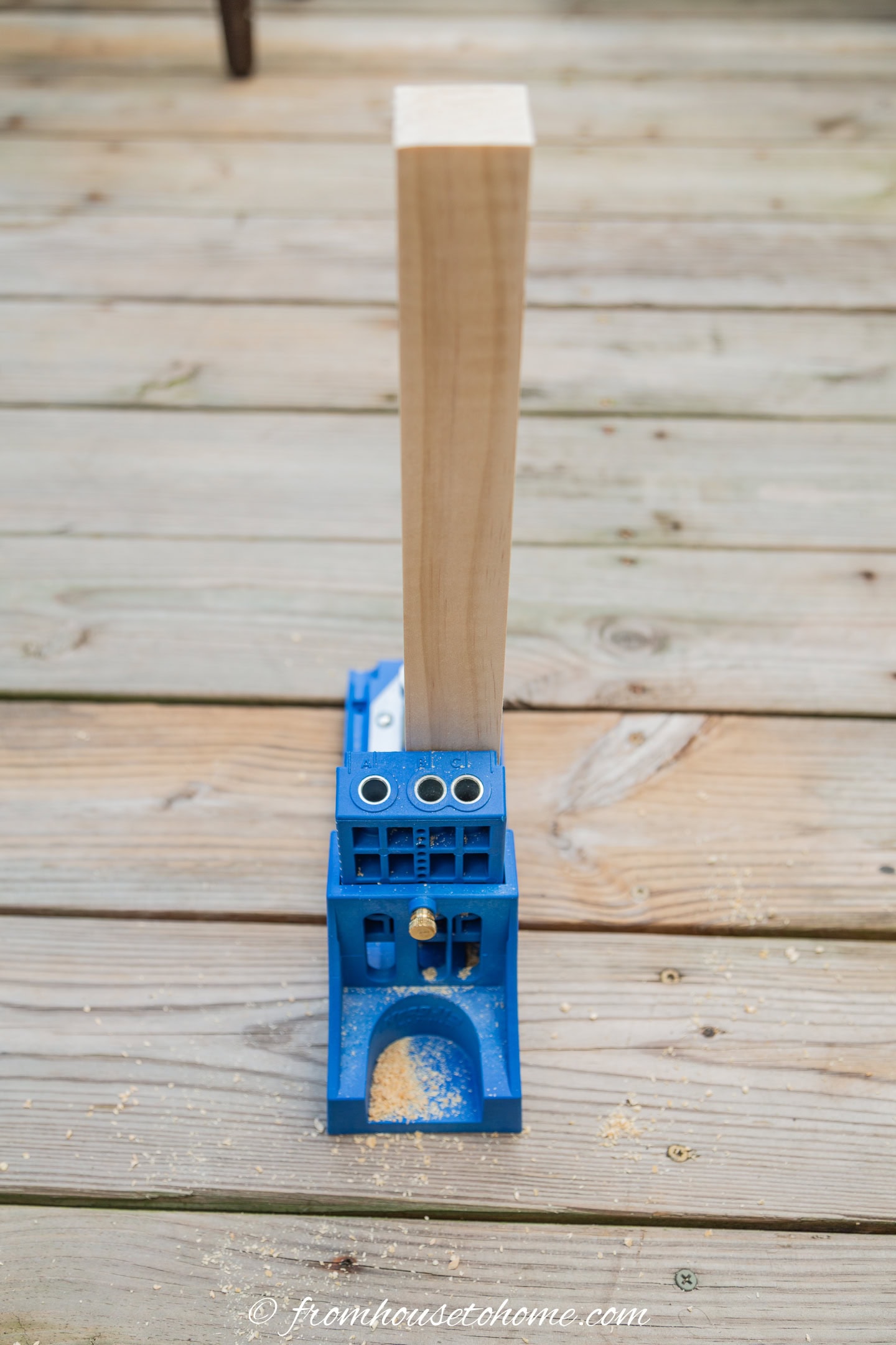 Line up the board with the right side of the jig