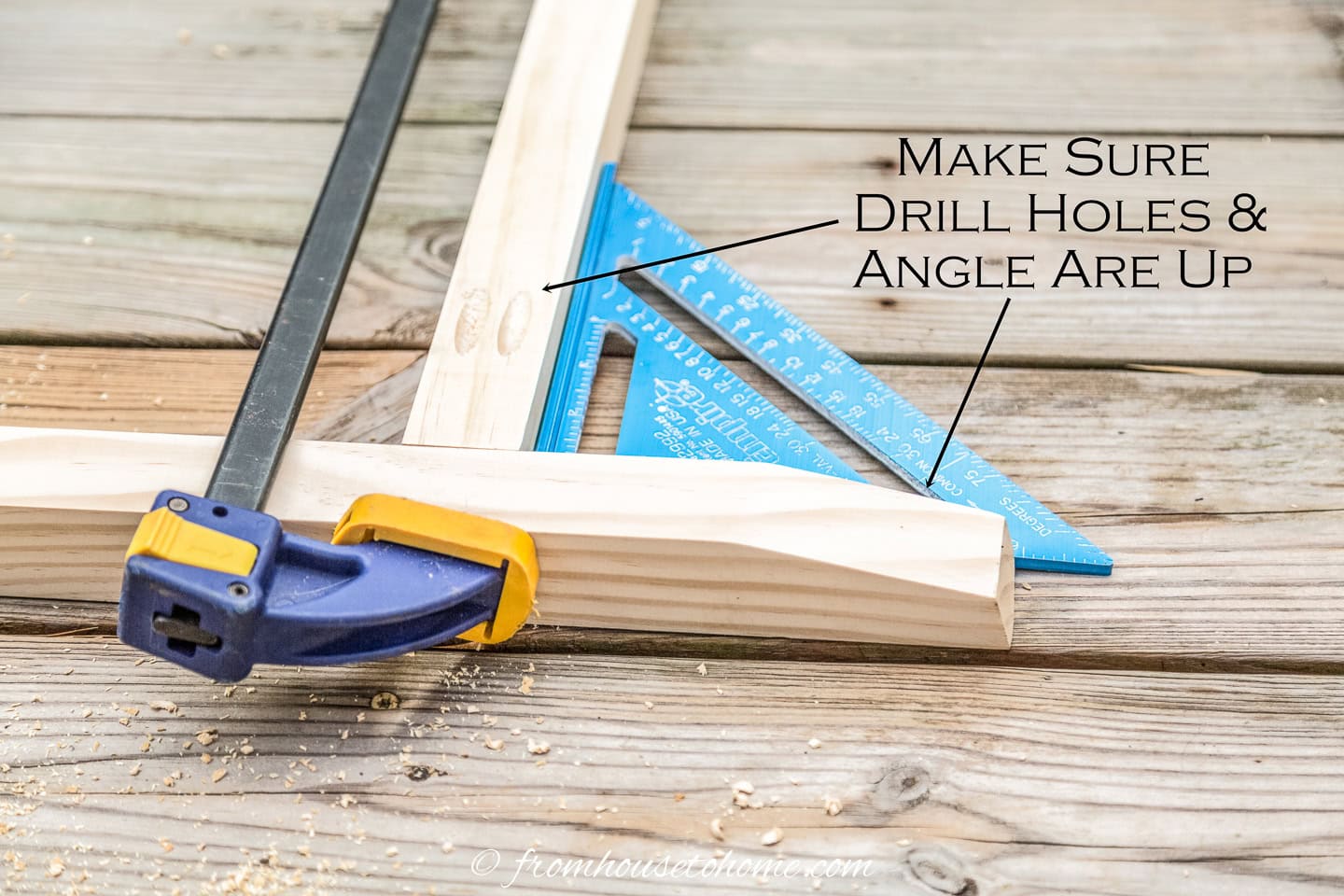 Make sure drill holes are on the same side as the angle