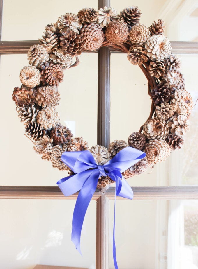 bleached pine cone wreath