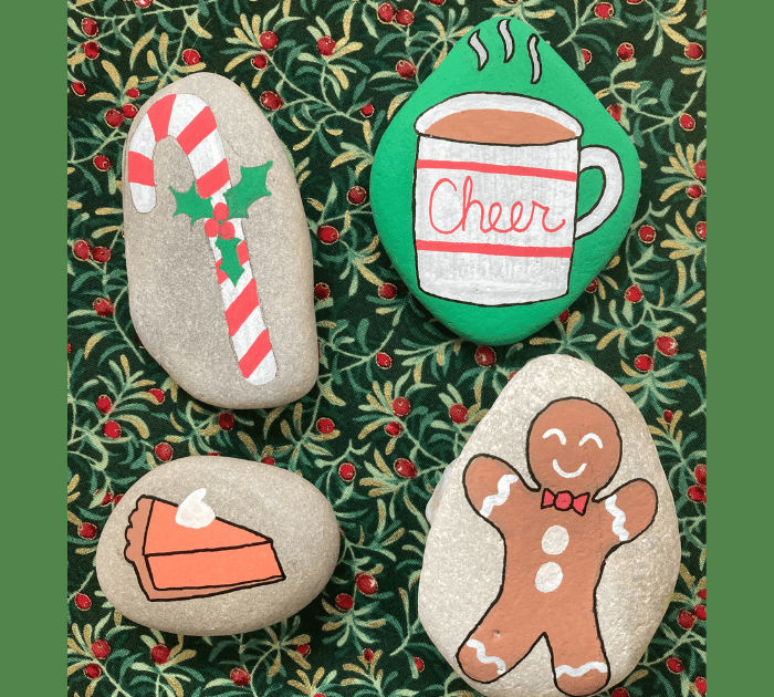 painted christmas rock art