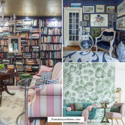 A collage of pictures illustrating living room accent wall ideas