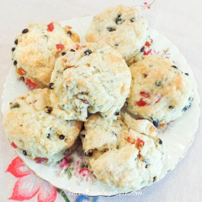 traditional English buttermilk scones with currants and dried fruit