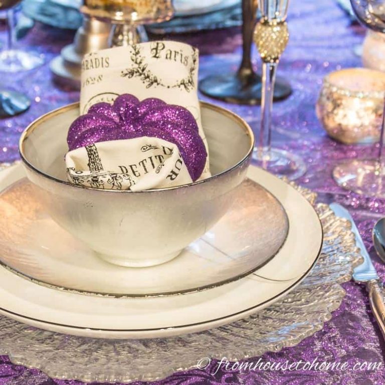 Elegant Purple and Silver Thanksgiving Tablescape