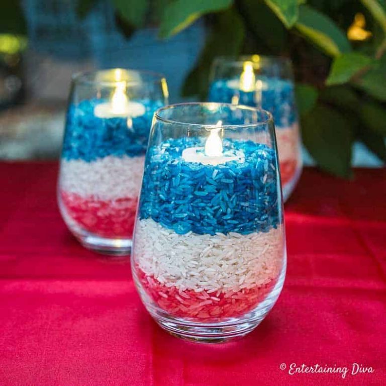 Easy DIY Red, White and Blue Candle Holders