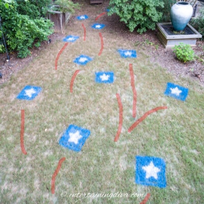red, white and blue lawn stars