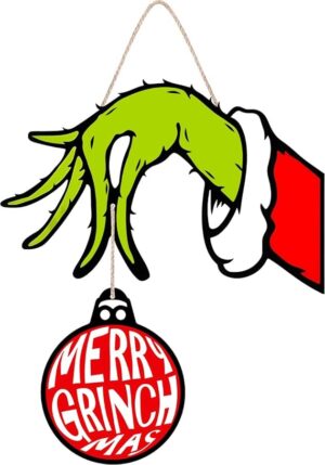 grinch hand and ornament door hanger