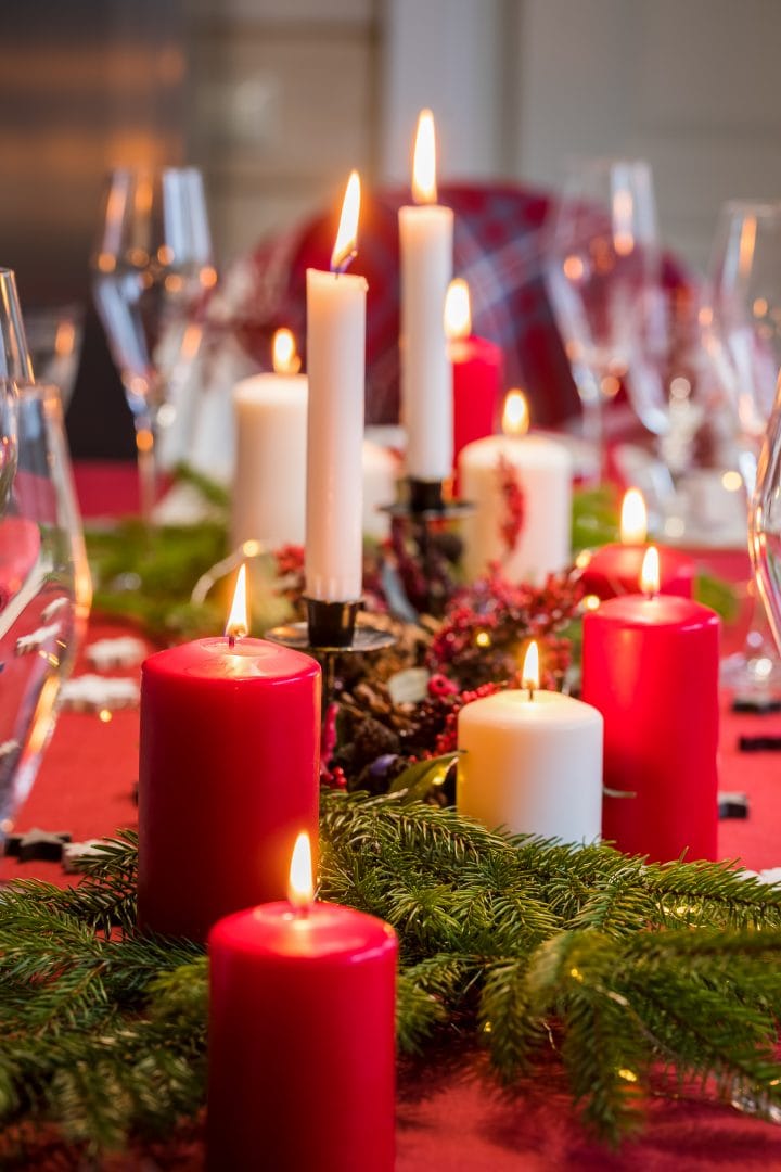 lots of candles in festive colors