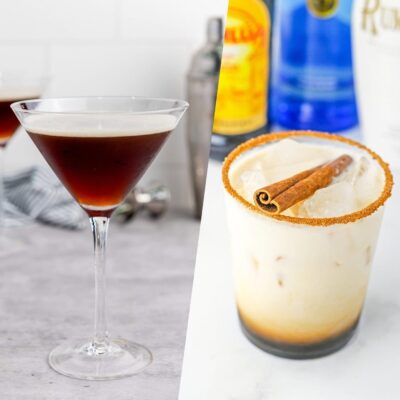 Two fall cocktails - espresso martini and RumChata White russian